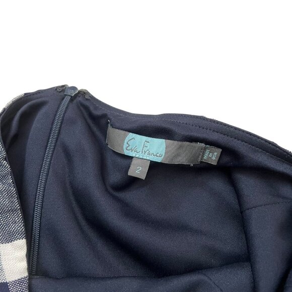 Eva Franco Plaid Halter Linen Blend Knee Length Dress Navy Size 2 - Picture 10 of 15
